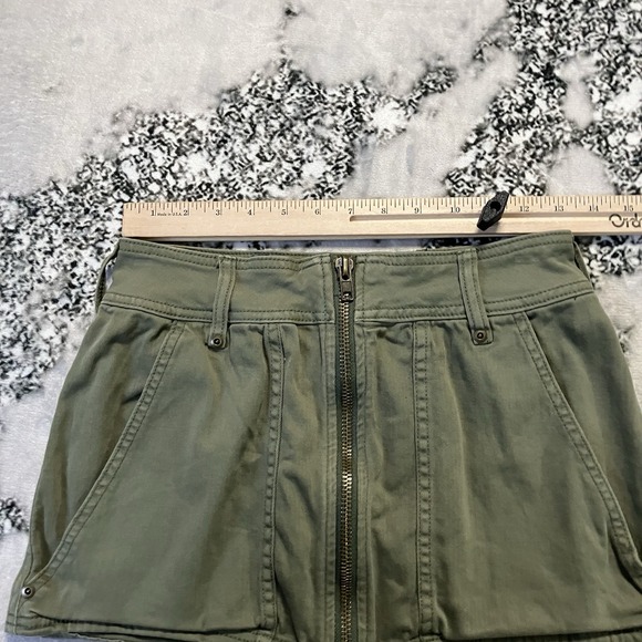 Free People Skirt Womens Sz 0 Too Cool military mini in olive green cotton y2k - Picture 2 of 10
